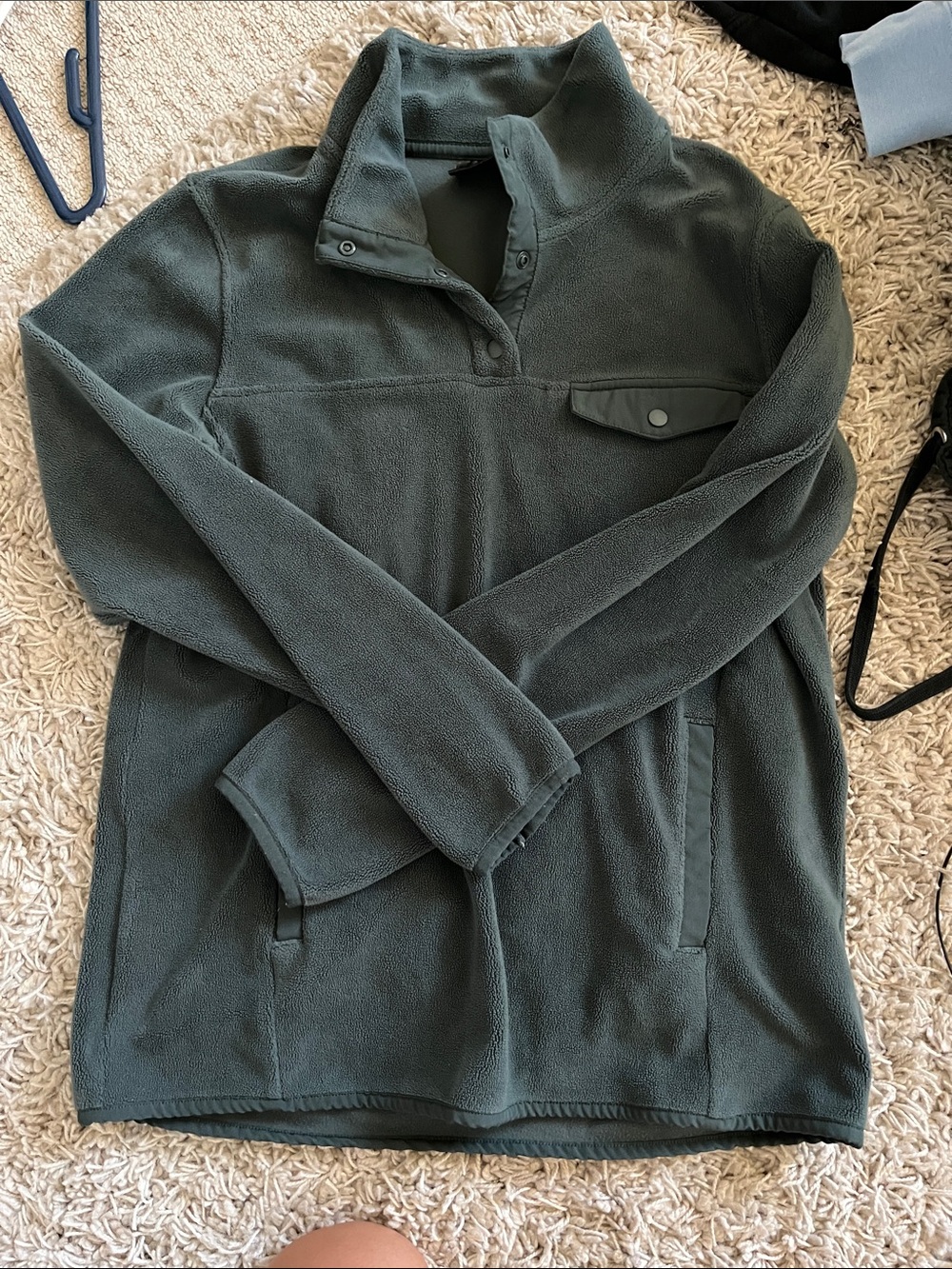 Women’s Dark Green Fleece Pullover Jacket